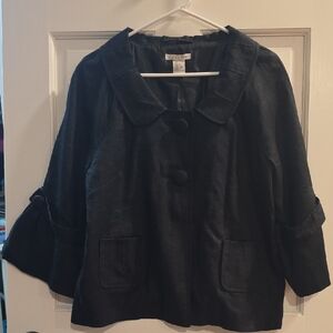 Tweeds Black Linen Buttoned Blazer